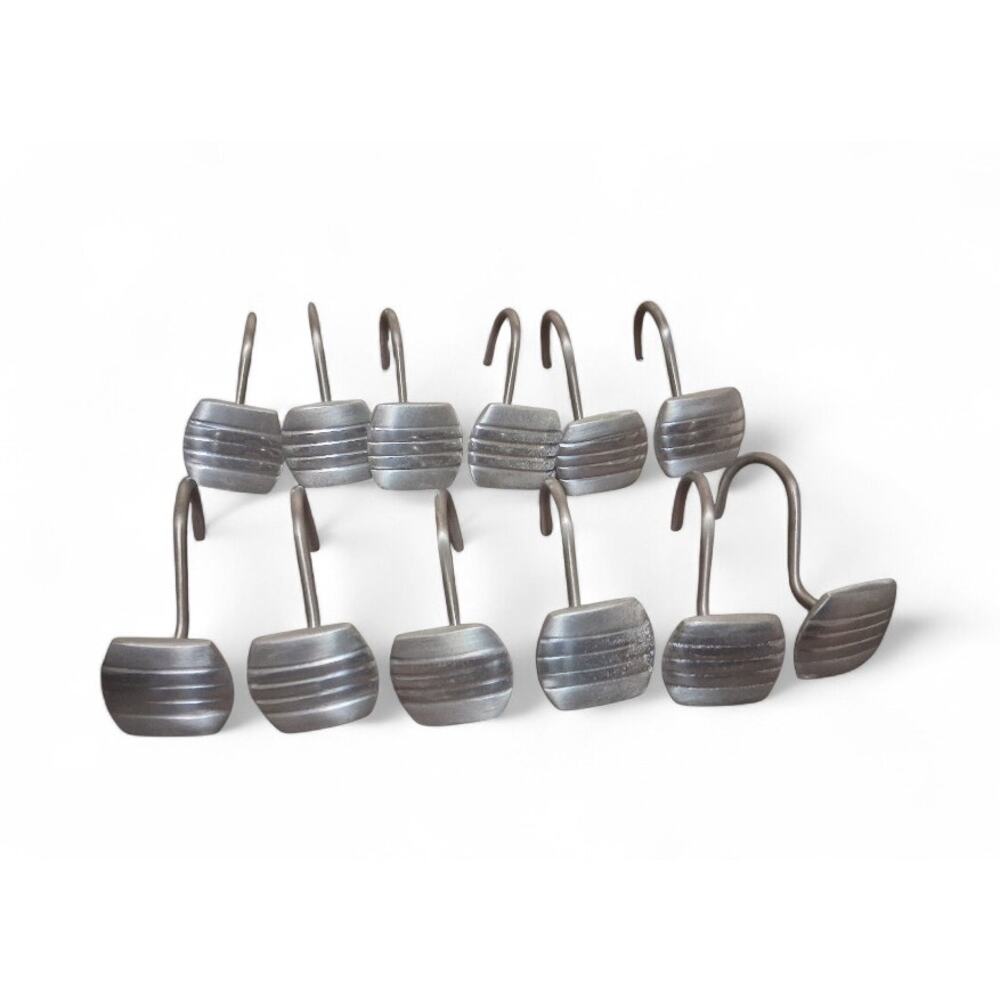 Home Expressions Bath Collection Metal Lines Shower Curtain Hooks 12 Silver